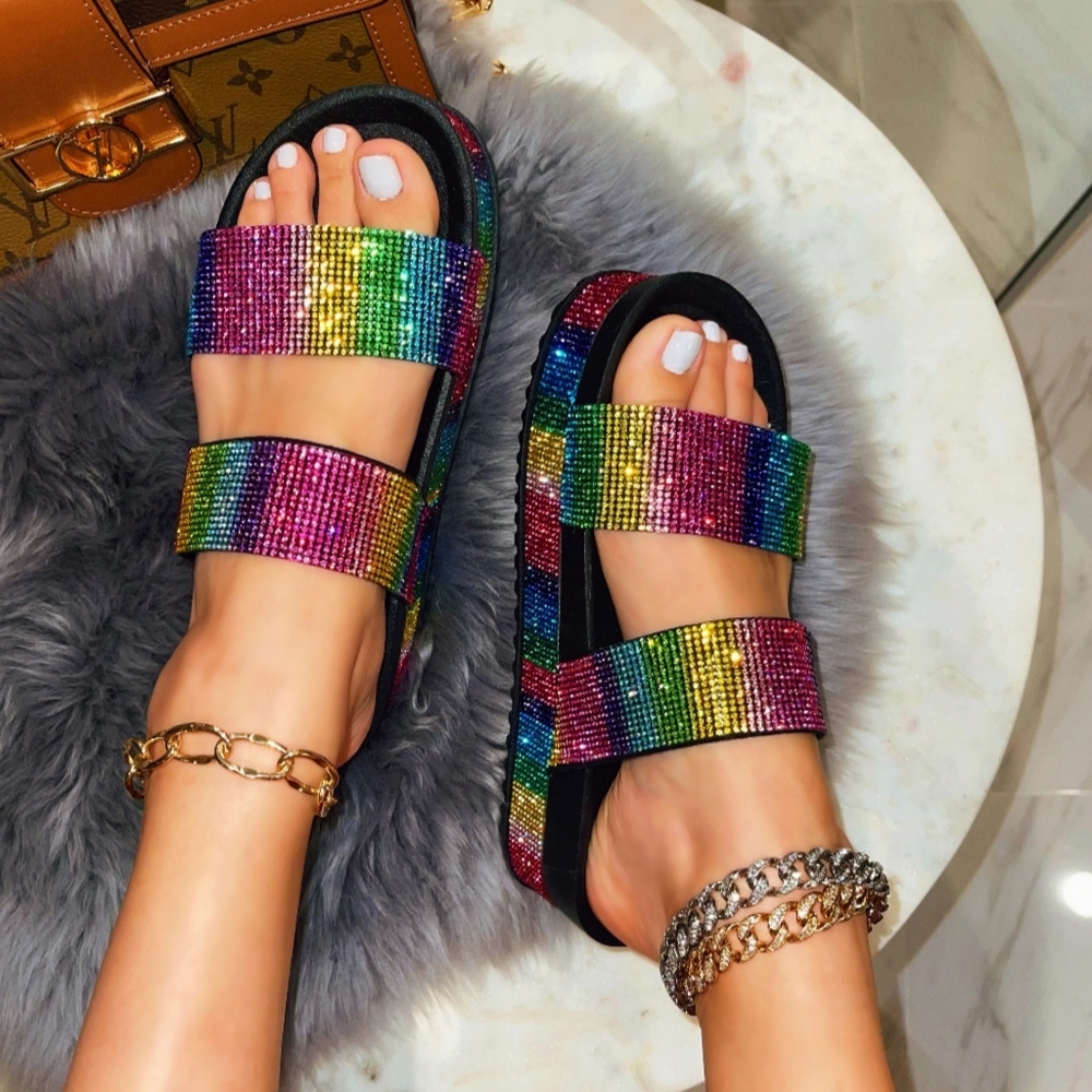 Just In 💓RHINESTONE SANDAL - RAINBOW - Picture 2 of 3